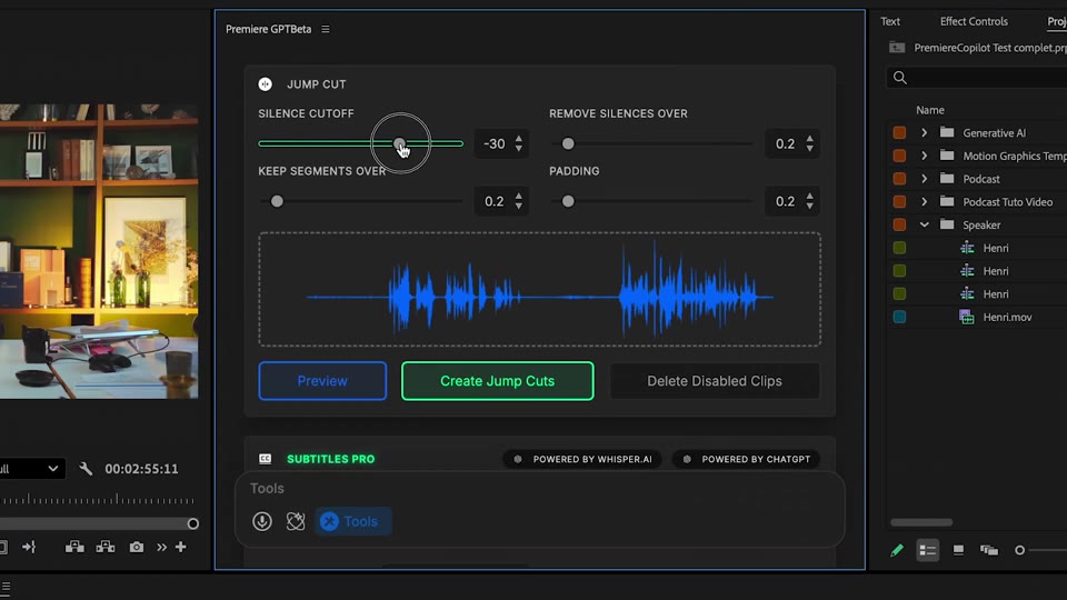 Setting the decibel threshold and voice-detection sensitivity