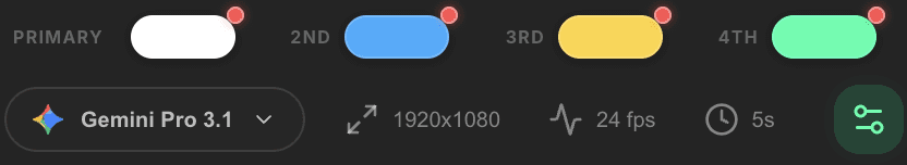 Built-in color palette and 4K60 export settings in Vibe Motion