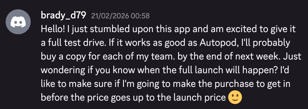 PremiereCopilot user testimonial from the Discord community