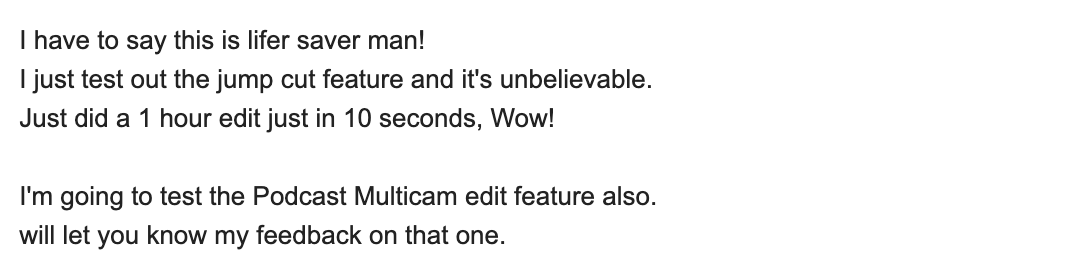 PremiereCopilot user testimonial from the Discord community